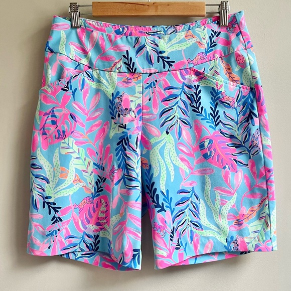 Lilly Pulitzer | Reid Bermuda Luxletic Shorts Porto Blue You’ve Been Spotted - Picture 2 of 7
